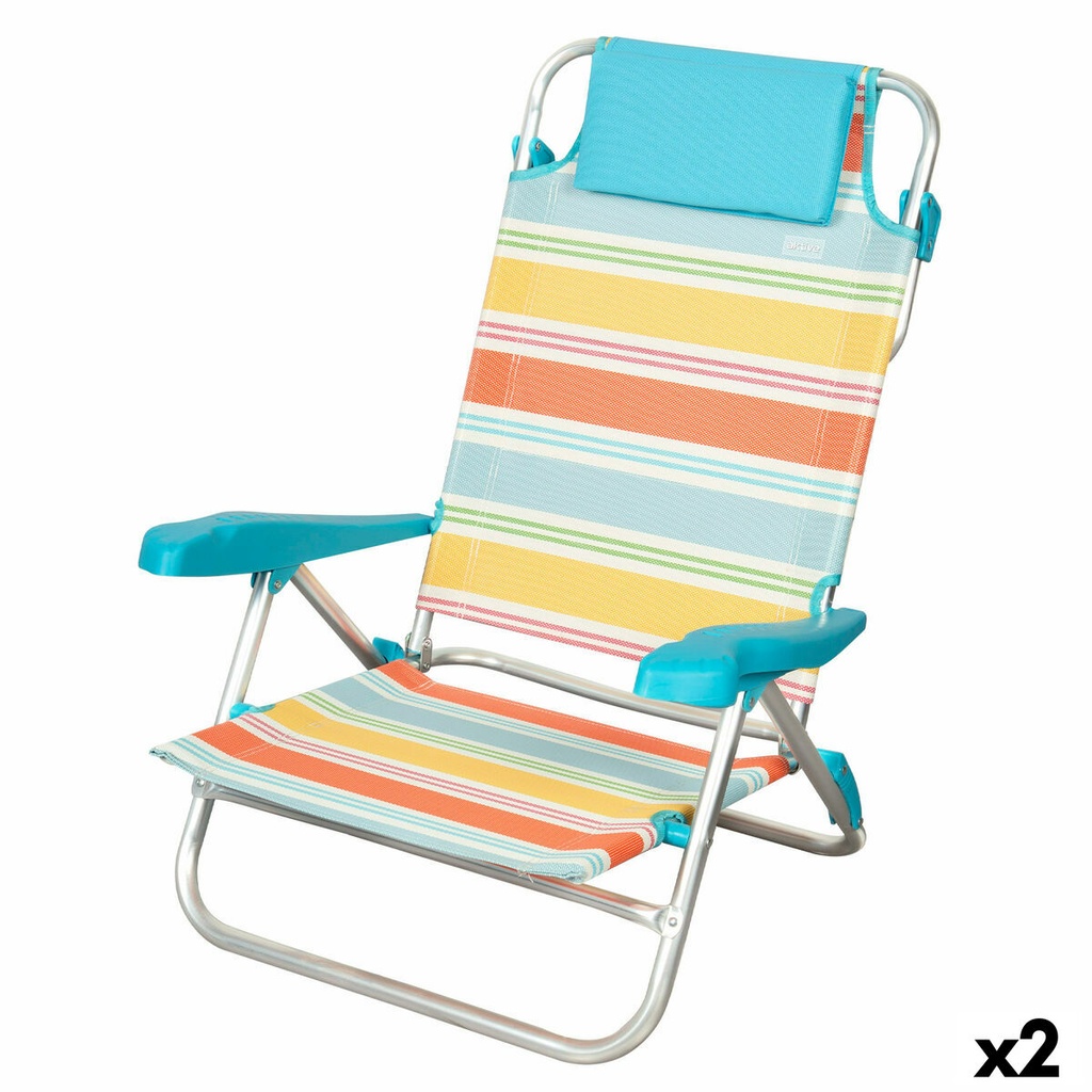 Beach Chair Aktive Multicolour 48 x 90 x 60 cm (2 Units)