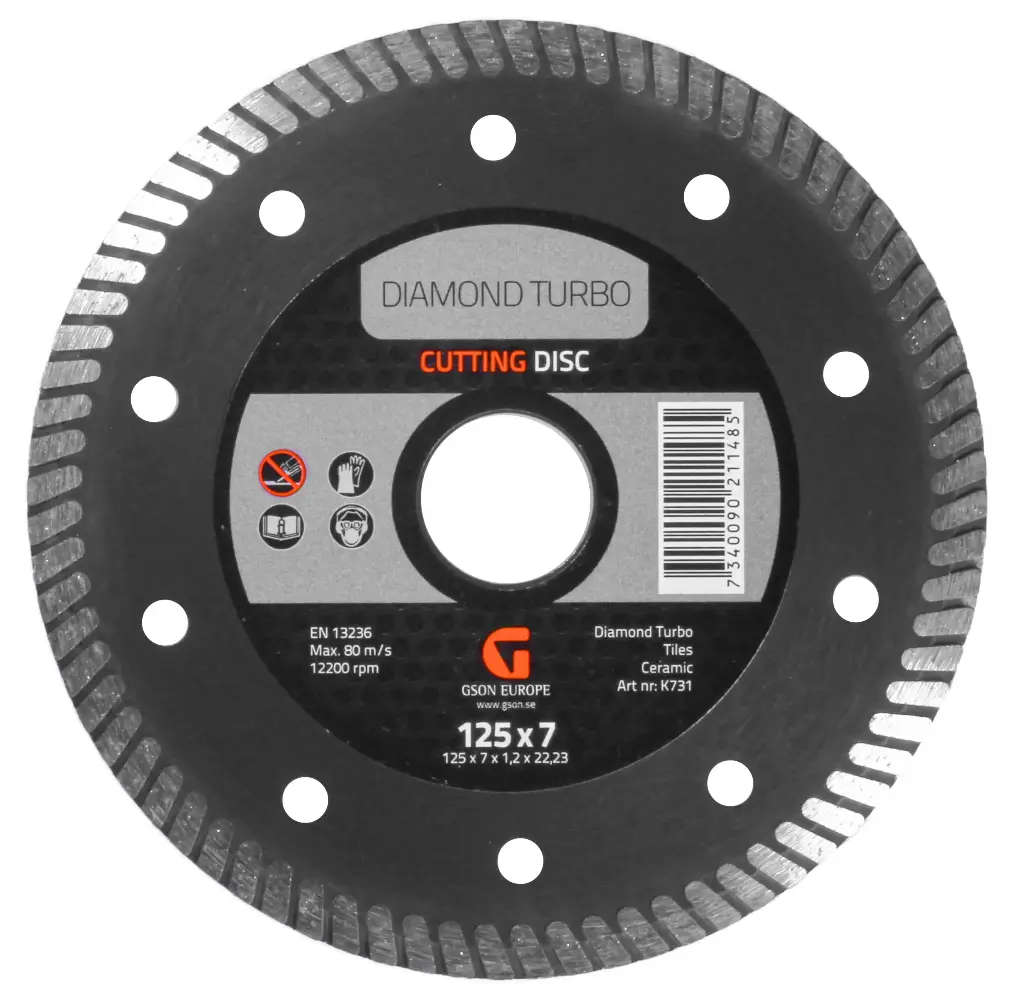Diamond Turbo Cutting Disc 125 x 7,0 x 1,2 x  22,23 mm