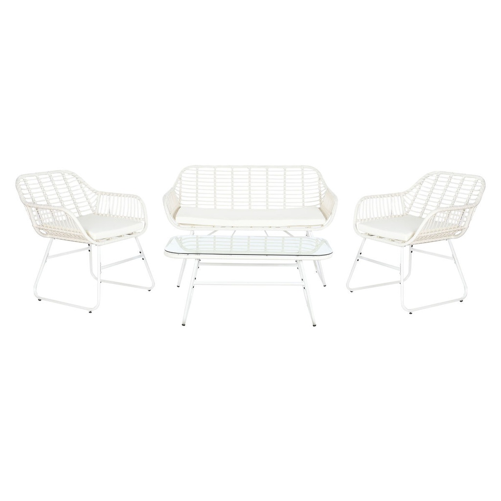 Garden furniture DKD Home Decor White 124 x 74 x 84 cm (4 Pieces)