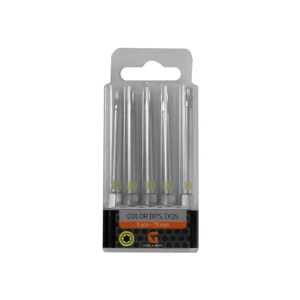 Цветные биты Torx 25 75 мм 5 шт.