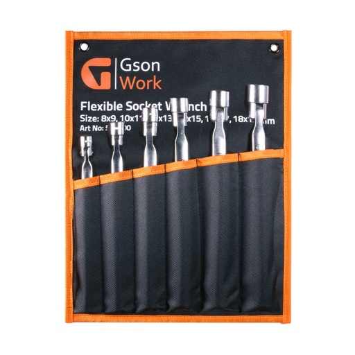 [504100] Double Flexible Socket Wrench Set 8-19 mm 12PT 6 pcs