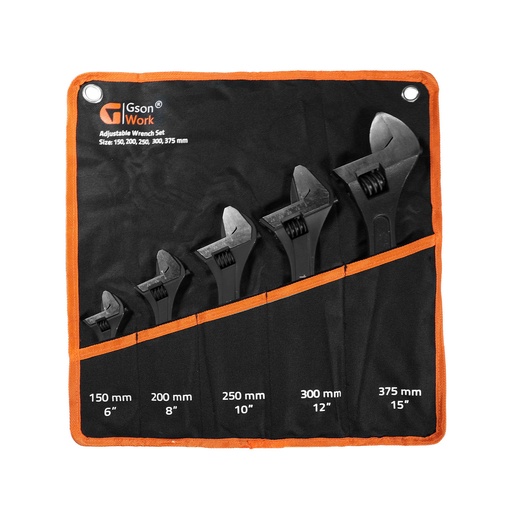 [506207] Adjustable Wrench Set 7 pcs 6,8,10,12,15,18,24"