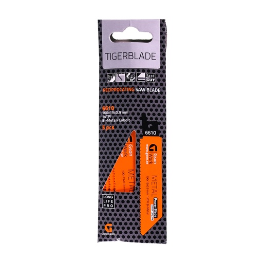 [6610-5] Pjūkleliai tiesiniam pjūklui Metal 14, 100 x 19 x 0,9 mm 14 TPI 5 vnt