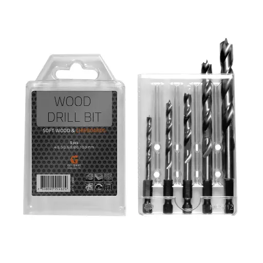 [B980] Wood Drill Bit Set 5 pcs 4,5,6,8,10 mm