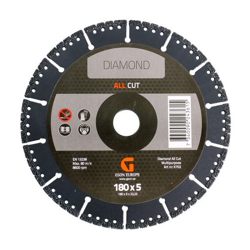 [K702] ALLCUT teemantlõikeketas 180x5,0x22,23 mm