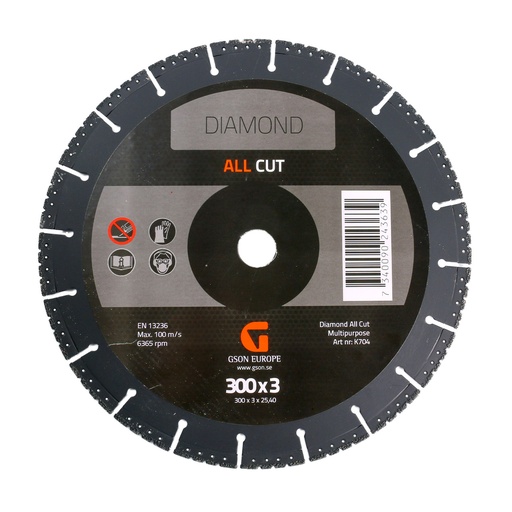[K704] ALLCUT Dimanta griešanas disks 300x3,0x25,40 mm