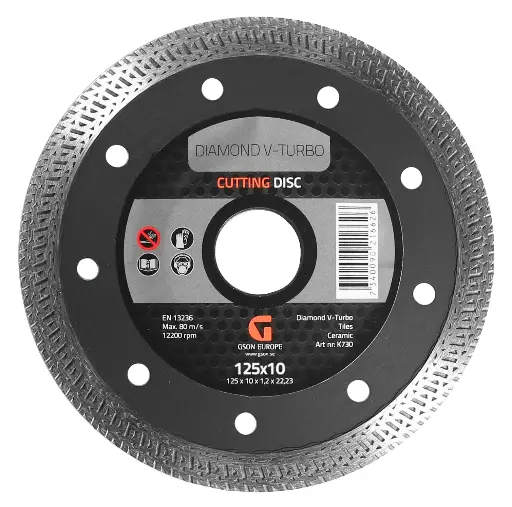 [K730] Deimantinis pjovimo diskas V-Turbo 125 x 10,0 x 1,2 x  22,23 mm