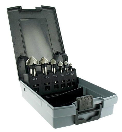 [10331670005] Süvistite komplekt ØD=6.3-20.5mm, HSS-E5, 90°, 6 osa