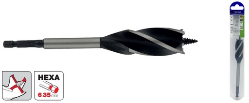 [10802721600] Wood drill bit 16 mm, 4 cutting edges, 1/4 HEX