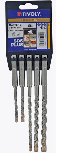 [10922770001] Masonry drill bit set Ø6 - 10mm, SDS+ Technic Master 3 Cutter, heavy duty - 5 pcs