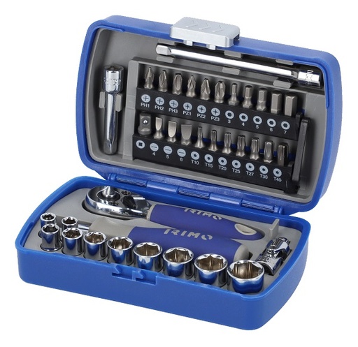 [109-37-4] Ratchet, sockets and bit set, 5.5-14mm 1/4" 37pcs Irimo