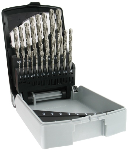 [11451070015] Metallipuuride komplekt 1-10mm, HSS RECTIF, haljas, silindriline osa lihvitud, 19 puuri