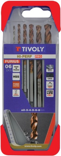 [11454170005] Tivoly urbju kompl. metālam FURIUS HSS Clipster PRO 6 urbji Ø2-8mm