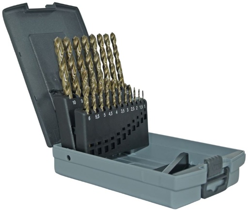[11454970015] Metal drills set 1-10mm, HSS-Co, fully ground, 135°, 19pcs
