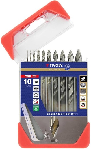 [11457070001] Metal drill bit set 1-10mm, "Smart Point" progressive tip, 10pcs