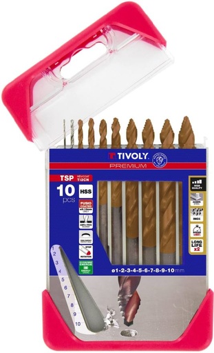 [11457170001] Metal drill bit set 1-10mm, "Smart Point" progressive tip, Ti2CN FUSIO, 10pcs