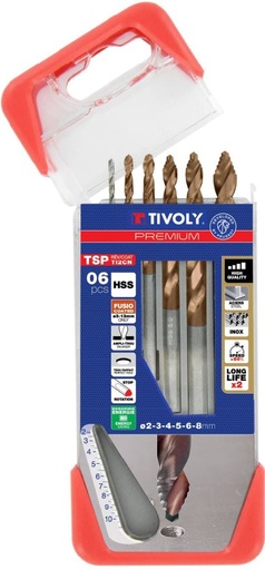 [11457170002] Metal drill bit set 2-8mm, "Smart Point" progressive tip, Ti2CN FUSIO, 6pcs