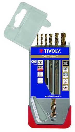 [11468570002] Metalo grąžtų rinkinys HSS-Co pilnai šlifuoti Clipster PRO 6vnt Ø2-8mm 5% kobalto