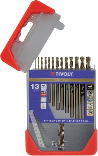 [11468570006] Metalo grąžtų rinkinys HSS-Co  pilnai šlifuoti Clipster PRO 13vnt Ø1.5-6.5mm 5% kobalto
