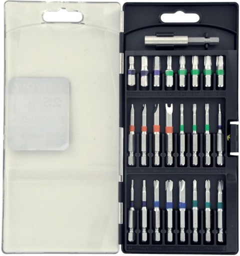 [11501570039] Combi safety bit set, 25mm and 50mm bits + magnetic bitholder. 25pcs