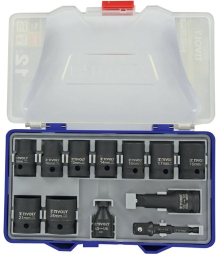 [11521470001] Impact socket set 8/10/13/14/16/17/19/21/24 mm, 12-pcs, 1/2"