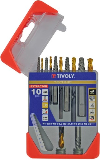 [11901170052] Stud extractor set for M3-M18 + drills, 10pcs