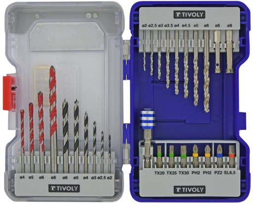 [11901170063] Drills set Multi Material - for metal, wood, concrete and tiles + screwdriver bits - 28pcs