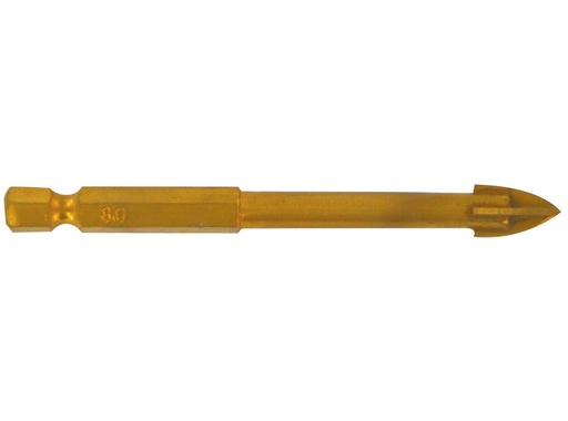 [12000420400] Glass drill bit with 4 cutting edges, 1/4" HEX shank, Ø4mm