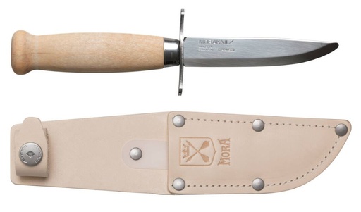 [13983] Laste nuga Morakniv Scout 39 Safe, topelt sõrmekaitse ja nahast vutlariga, Natural