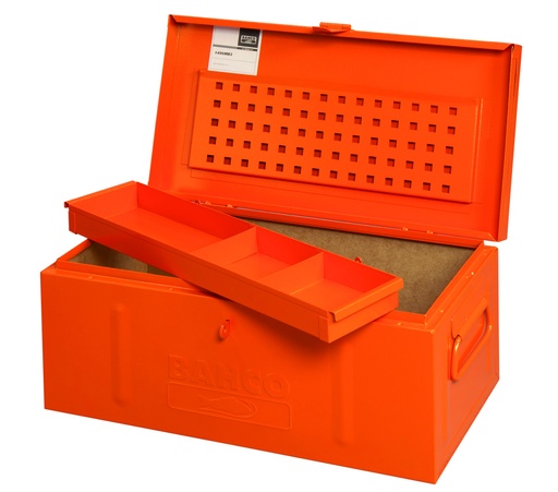 [1496MB3] Oranž metallist tööriista kast 690x360x310mm, lisa sahtliga ja tugevdatud korpusega