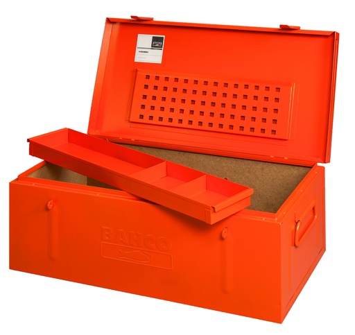 [1496MB4] Oranž metallist tööriista kast 830x440x340mm, lisa sahtliga ja tugevdatud korpusega