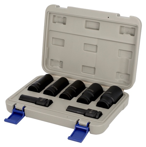 [168-7-4] Hexagon impact long socket set 7 pcs 1/2" 10-27mm Irimo