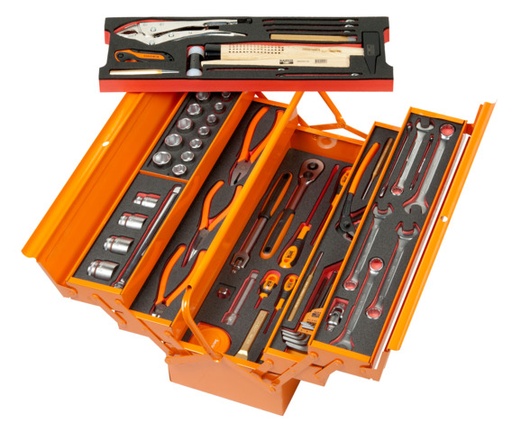 [3149-ORFF1] Instrumentu komplekts metāla kastē ar ieliktņiem  54gab 200x220x530mm, 1/2 "