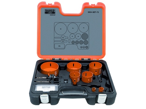 [3834-SET-73] Bahco Bi-Metal Sandflex kroņurbju komplekts ( Ø16,22,51,57,73,76,92)