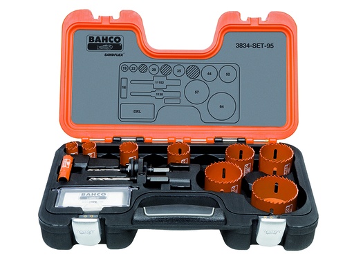 [3834-SET-95] Bimetal holesaw set 16,19,22,29,35,44,52,57,64mm with arbors