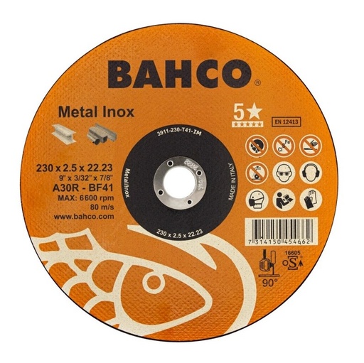 [3911-180-T41-IM] Abrazyvinis metalo ir nerūdijančio plieno pjovimo diskas Bahco A36R INOX+Fe T41 180x2.0x22.23mm