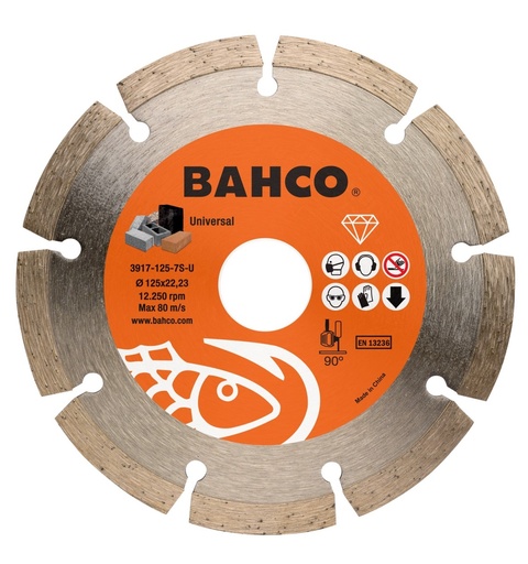 [3917-125-7S-U] Deimantinis diskas betonui, segmentinis, Bahco 125x2.0x22.23mm