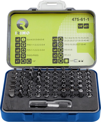 [475-61-1] Bitukų kpl. 61vnt.  (SL,PH,PZ,TX,TR,HEX,R)