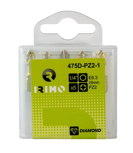 [475D-PZ2-1] Torsion Diamond bit Irimo PZ2 x 25mm 1/4", 5pcs