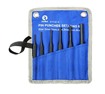 [517-91-4] Round parallel long series pin punch set 6 pcs - 2/3/4/5/6/8mm with pouch Irimo