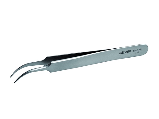 [5467_R] Watchmaker’s tweezers 105mm with bent tips, hardened stainless steel, anti-magnetic, anti-acid