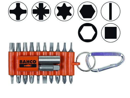 [59S/22-1] Otsakute kmpl 22 osa kummist hoidikus karabiniga PH+PZ+TORX+SL