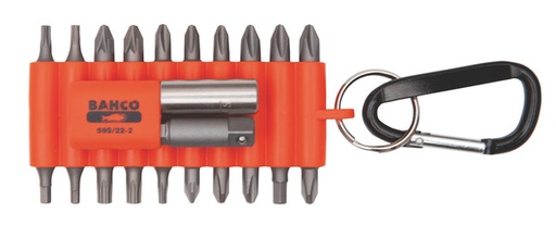 [59S/22-2] Otsakute kmpl 22 osa kummist hoidikus karabiniga PH+PZ+TORX+HEX