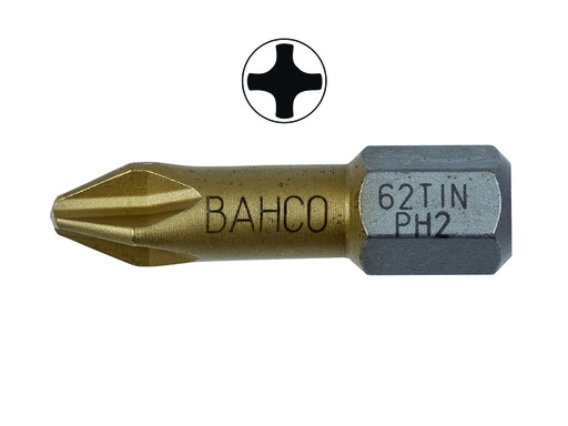 [62TIN/PH2] Biti TIN Torsion PH2 1/4" 25mm 10gab