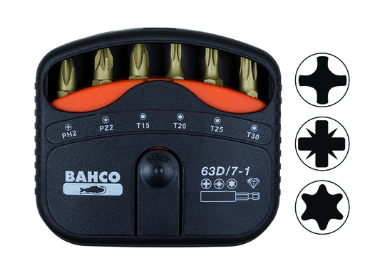 [63D/7-1] Bits set 7pcs DIAMOND PH2,PZ2,T15/20/25/30