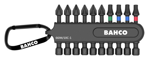 [66IM/10C-1] Uzgaļu komplekts Impact 10 gab. turētājā, ar karabīni. 50 mm PH, PZ, TORX
