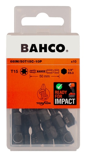 [66IM/50T15C-10P] Bits 66IM T15 50mm Impact, 10tk