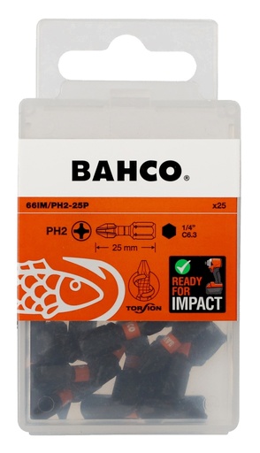 [66IM/PH2-25P] Bits 66IM PH2 25mm Impact, 25tk