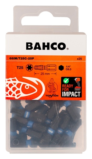 [66IM/T25C-25P] Bits 66IM T25 25mm Impact, 25tk