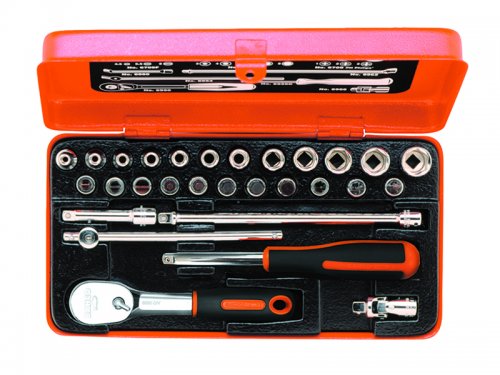 [6715GJ] Socket set 1/4" in metal case 28 pcs